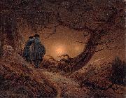 Caspar David Friedrich Two men contemplating the Moon oil painting on canvas